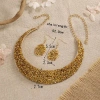 Cross-border Amazon Shein Pinduoduo Overseas Edition Best-selling European and American fashion trend diamond-encrusted gold electroplated gold women's metal collar, neckband and earring set Item Picture